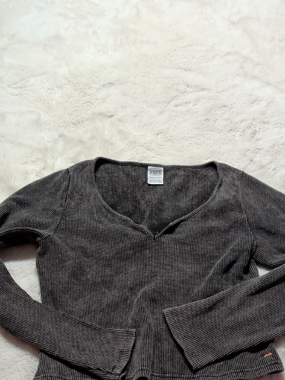 Pink Grey Ribbed V-Neck Women's Sweater‎